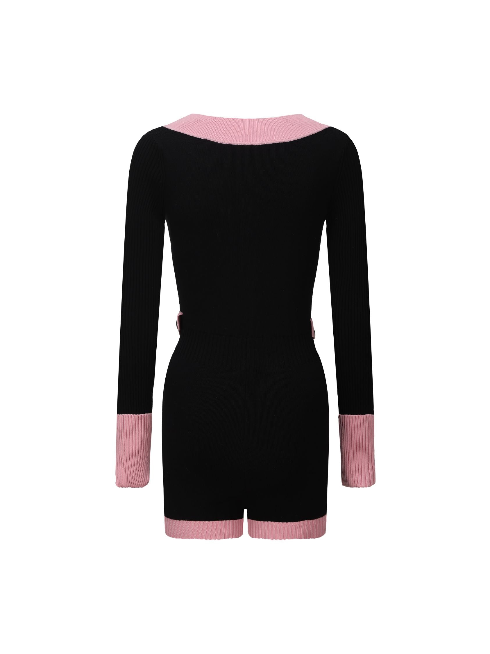 Aurora | Rosa stickad jumpsuit