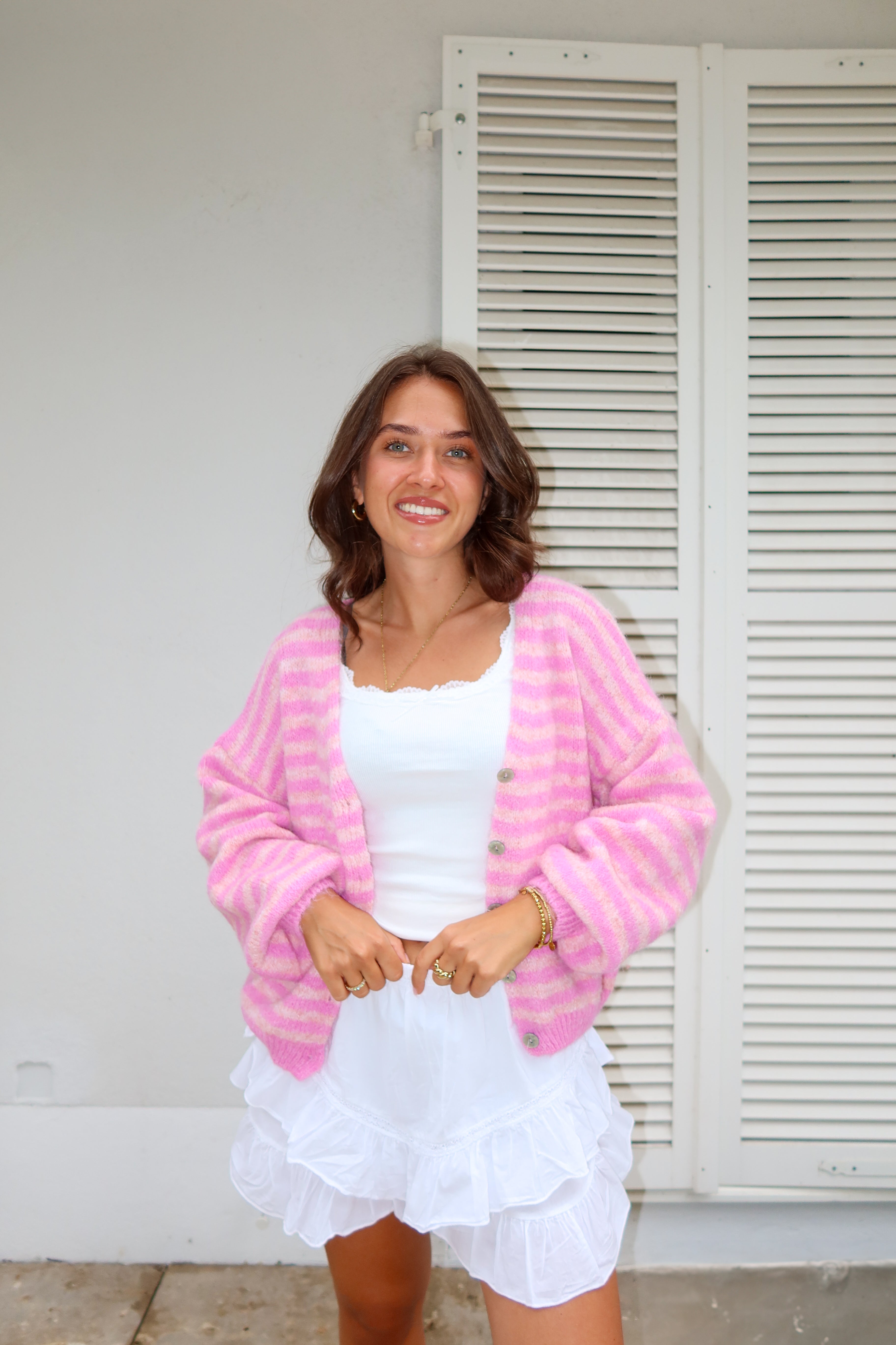 Stickad kofta med Candy Cloud-motiv