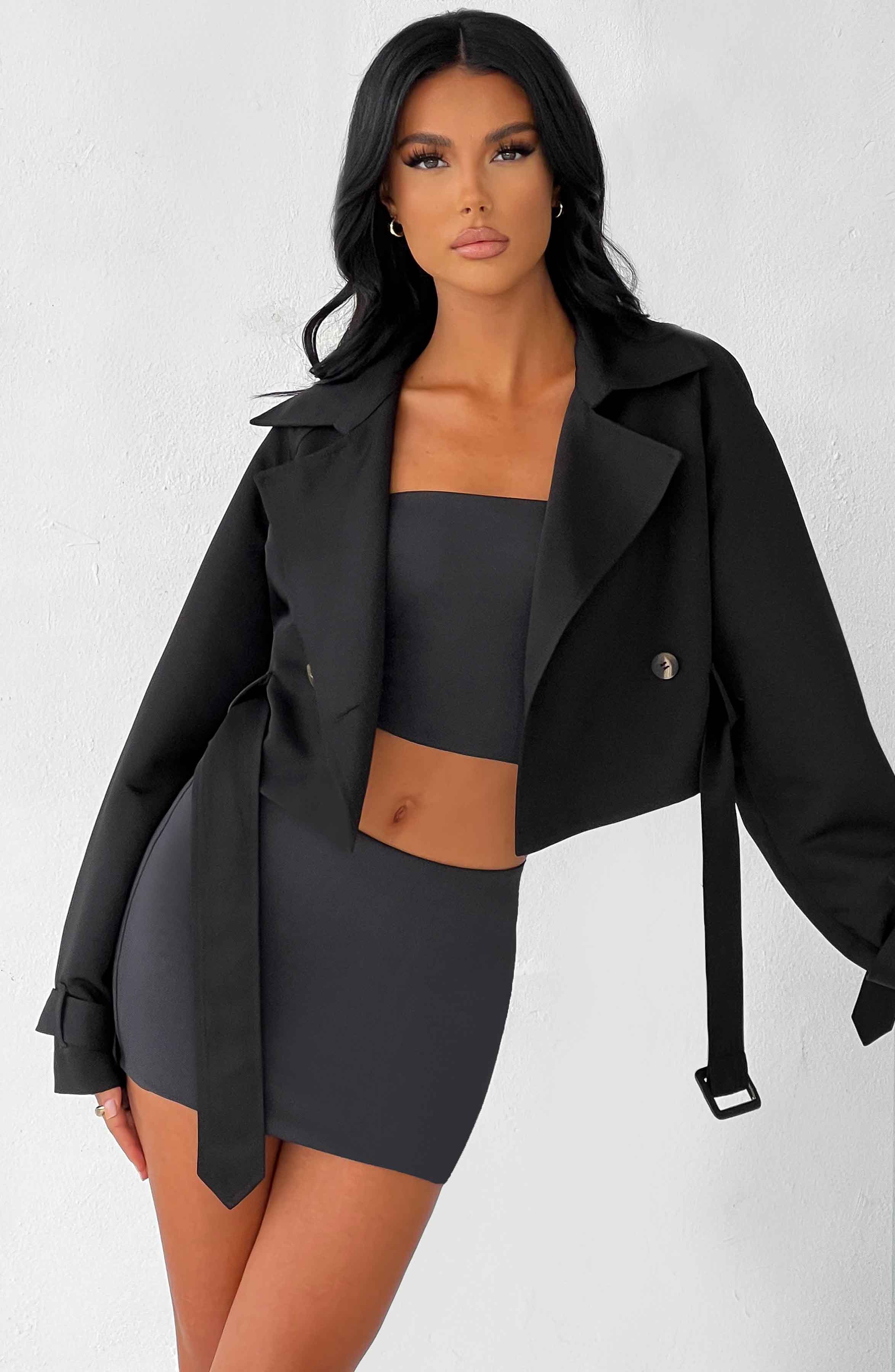 Caprice Beskuren Trenchcoat - Svart