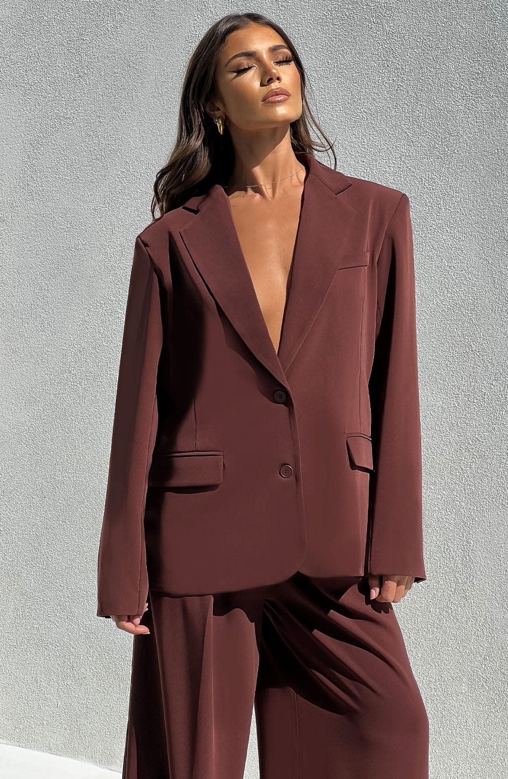 Noa Oversized Kostymkavaj - Brun