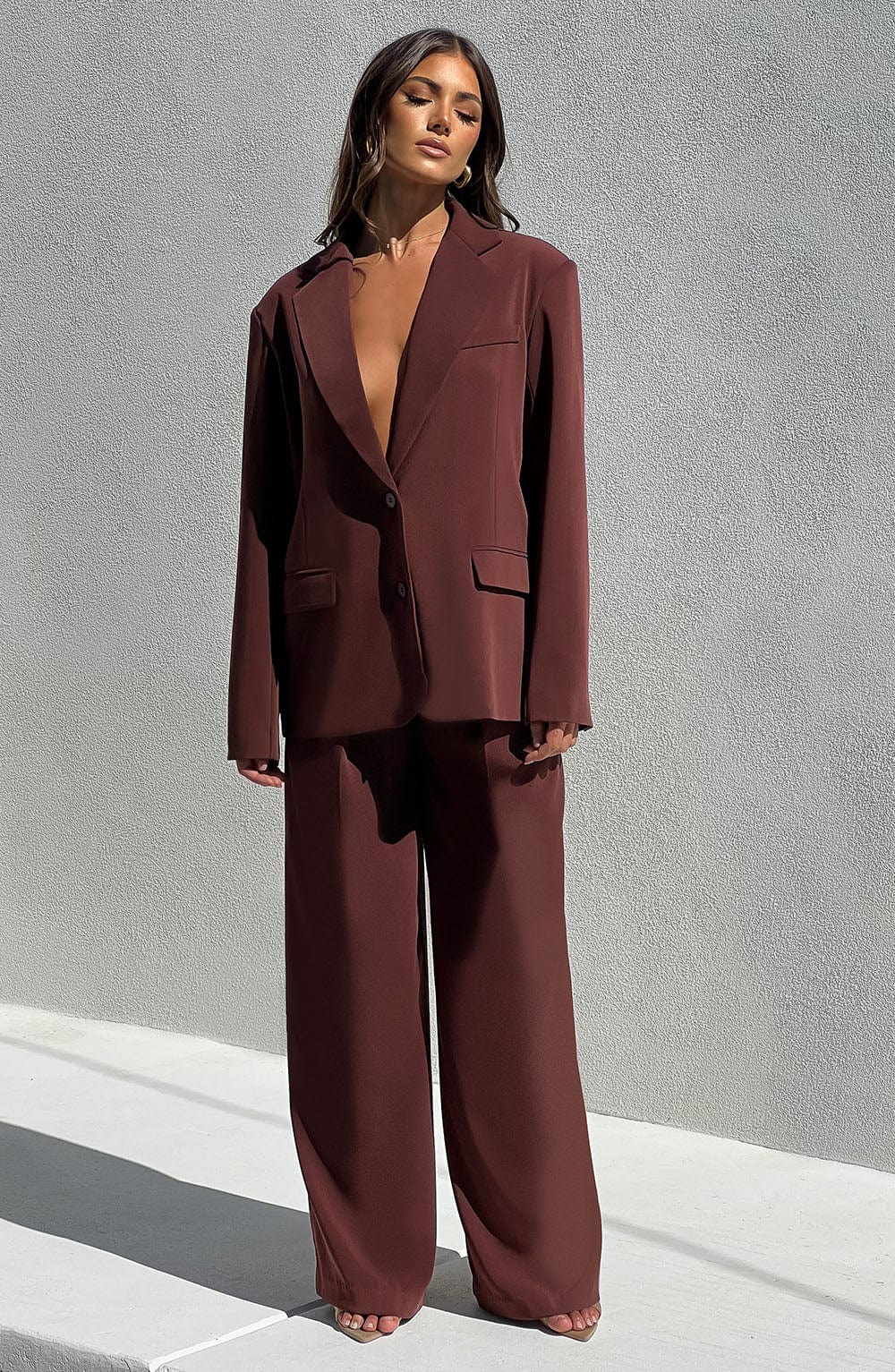 Noa Oversized Kostymkavaj - Brun