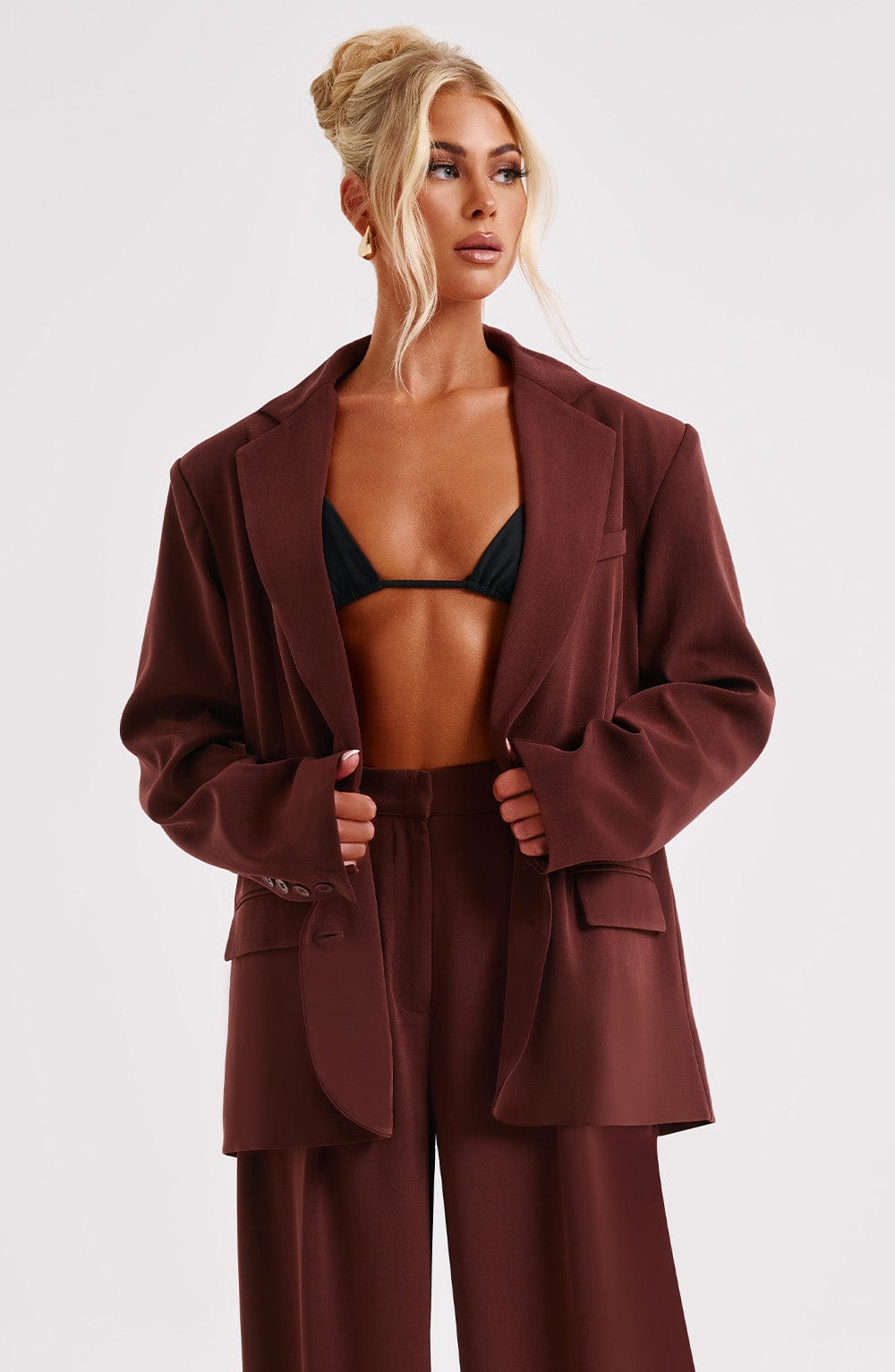 Noa Oversized Kostymkavaj - Brun